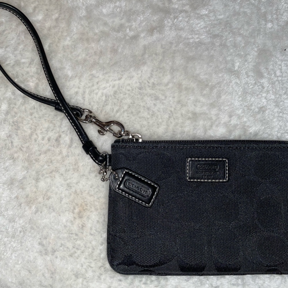 Coach Monogram Pattern Wristlet in Black